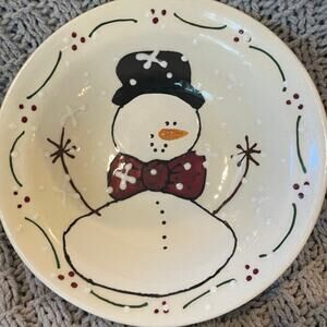 Vintage Expressly Yours Snowman Bowl 1998 Signed